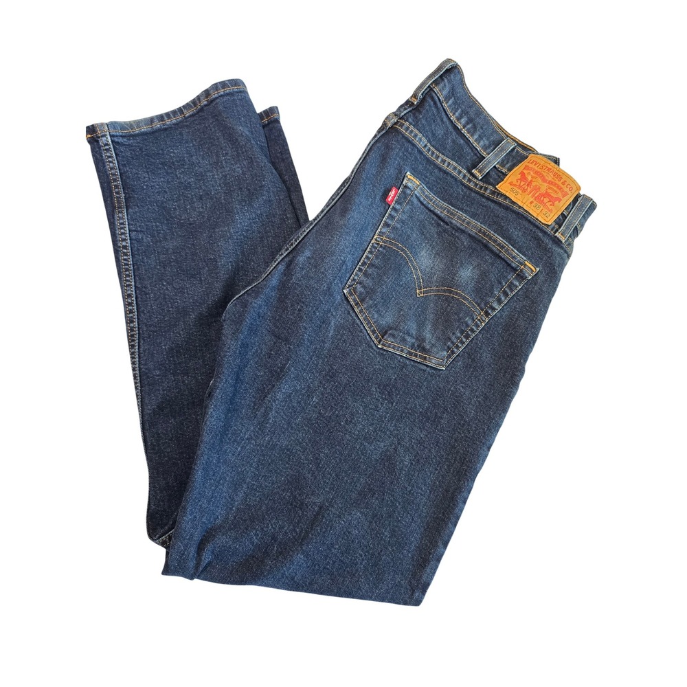 Levis 505 Regular Fit Straight Leg Jeans Mens 38x32 Dark Wash Blue Denim Pant